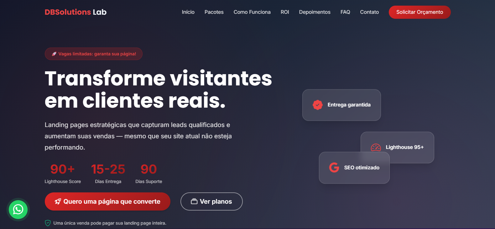 Screenshot — DBSolutions Lab — Landing Page