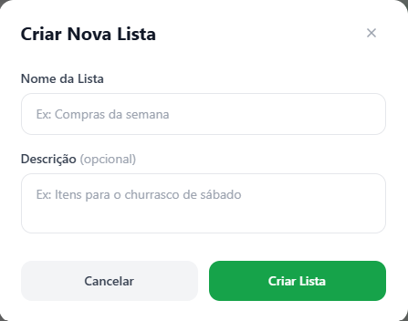 GoShopping - Criar Nova Lista