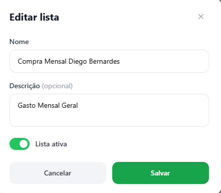 GoShopping - Editar Lista