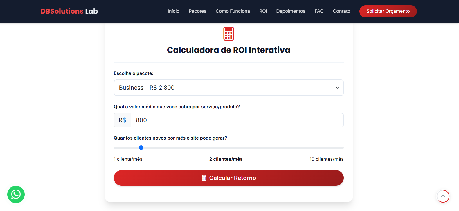 Landing Page - Calculadora de ROI
