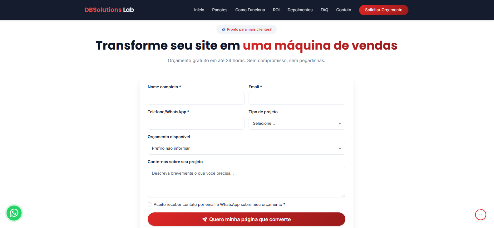 Landing Page - Formulário de Contato