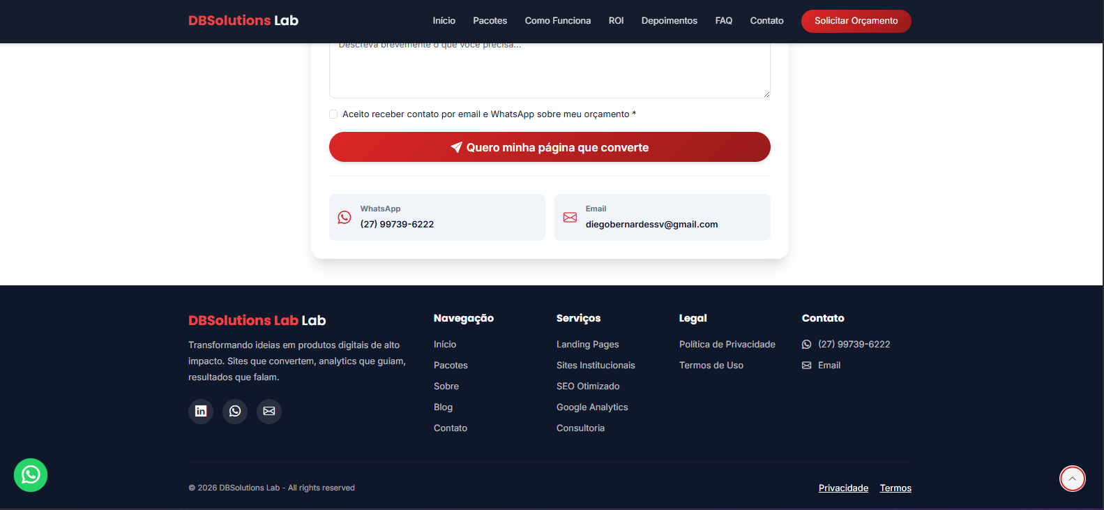 Landing Page - Footer