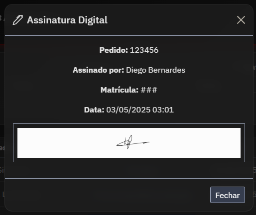 Manifestly - Romaneio assinado