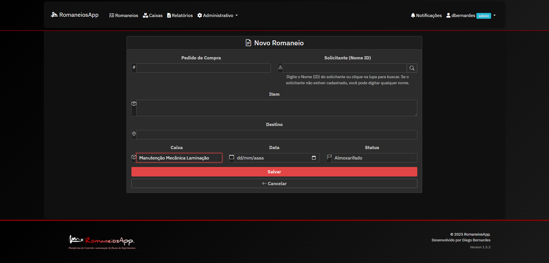 Manifestly - Criar romaneio